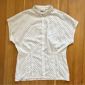 Vintage 80s Liz Claiborne white patterned button down blouse XL